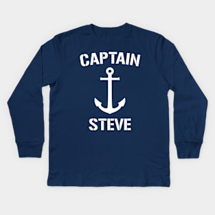 Nautical Captain Steve Personalized Boat Anchor Kids Long Sleeve T-Shirt